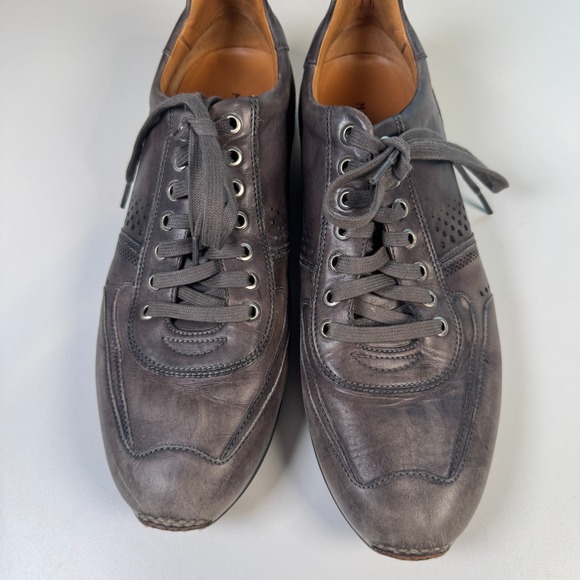 Magnanni Shoes Leather Sneakers Mens Size 9.5 Grey Casual Lace Up Portugal 15745 - Picture 2 of 14